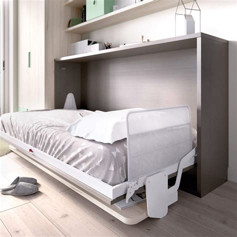 Single Horizontal Wall Bed With Integrated Desk Bbt Furniture Space