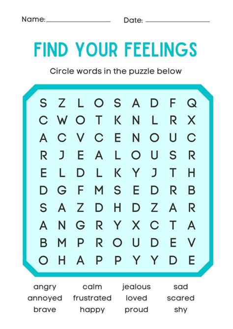 Find Your Feelings Emotion Word Search Etsy