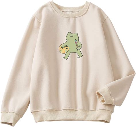 Keevici Girls Cute Frog Print Pullover Long Sleeve Crewneck Sweatshirt