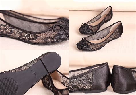 Classy Black Breathable Lace Flats With Small Bow On Luulla