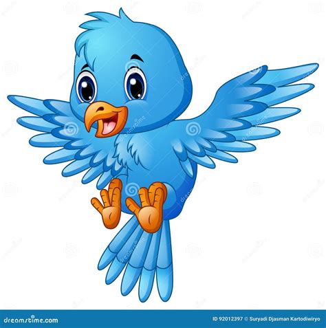 Cute Blue Bird Cartoon Flying Stock Vector Illustration Of Icon