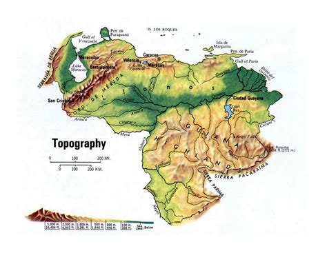 Detailed Topography Map Of Venezuela Venezuela South America