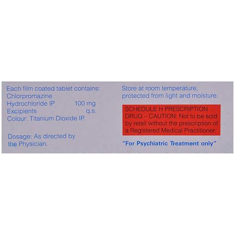 Chlorpromazine 100 Tablet 10s Price Uses Side Effects Composition