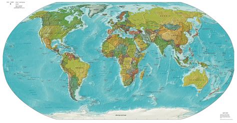 Large Detailed Political And Relief Map Of The World World Political