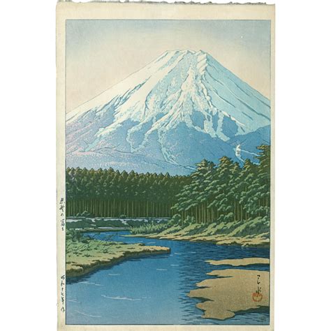 Kawase Hasui Japanese Woodblock Print Mt Fuji Seen From Oshino From