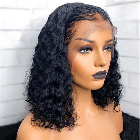 Curly Bob Wig 13x6 Lace Front Wig 150 Density Short Human Hair Wigs For Women Black Pre Plucked