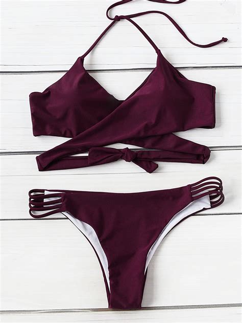 Shop Ladder Cutout Wrap Bikini Set Online SheIn Offers Ladder Cutout