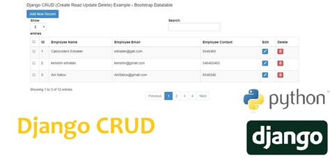 Django Crud Create Read Update Delete Example Bootstrap Datatable