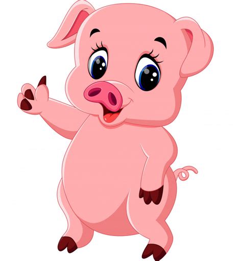 Dessin animé de cochon mignon posant | Télécharger des Vecteurs Premium