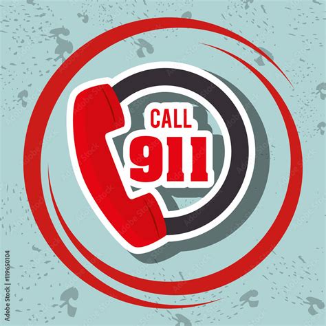 Call 911 Emergency Phone Vector Illustration Graphic Stock Vector