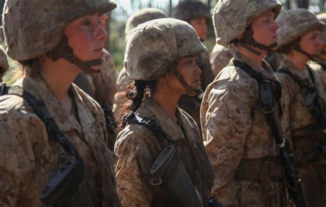Recruits With First Partially Gender Integrated Marine Boot Camp