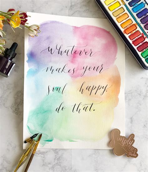 Custom Watercolor Calligraphy Quote Hand Painted Art Modern Etsy