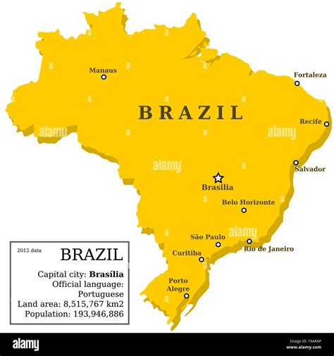 Karte von Brasilien Land Umriss mit Informationen und 10 größten
