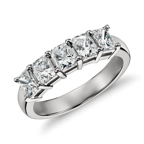 Classic Radiant Cut Five Stone Diamond Ring In Platinum 1 12 Ct Tw