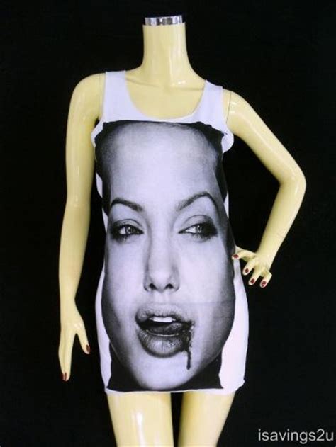 Angelina Jolie Tank Top Movie Star Fashion Sexy T Shirt Singlet Mini