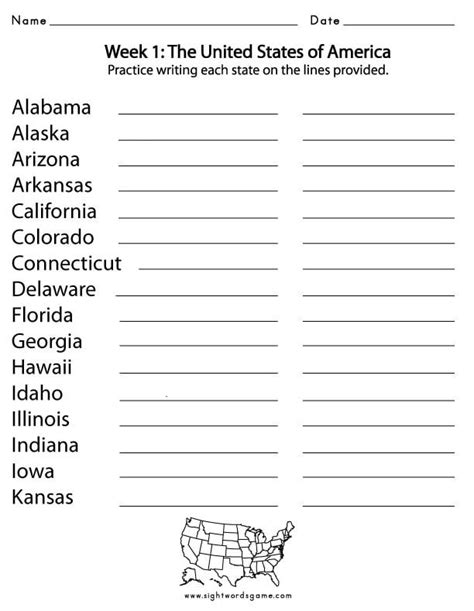 Name All 50 States Worksheets 99worksheets