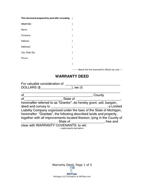 Property Deed Template Free