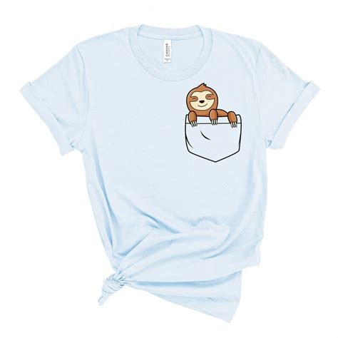 Sloth Pocket Shirt Animal In Pocket Tshirt Sloth Lover Etsy