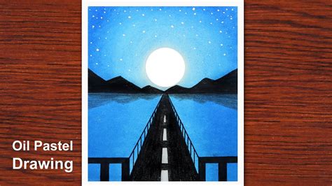 How To Draw Moonlight Scenery With Oil Pastels Oil Pastel Drawing 2021