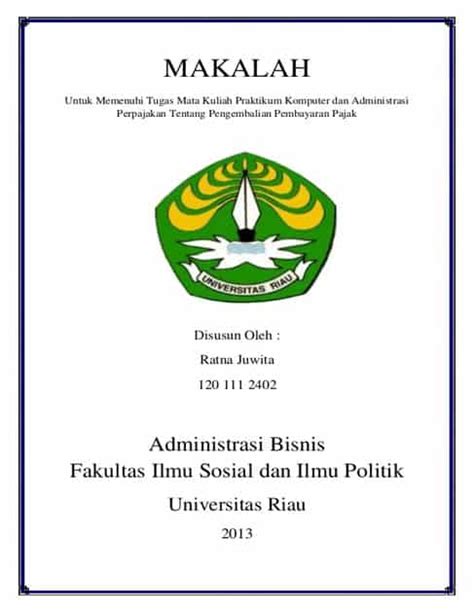 21+ Contoh Cover Makalah Sma, Perguruan Tinggi Dll