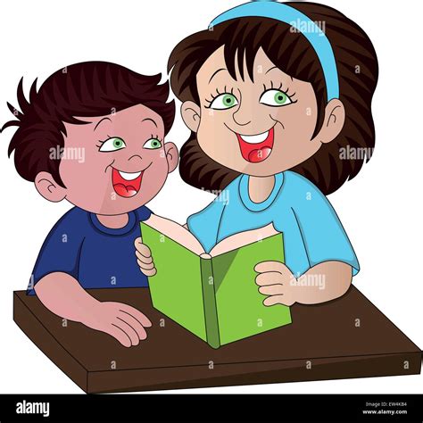 Vector Illustration Of Mother Reading A Book To Her Son Stock Vector Image And Art Alamy