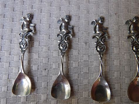 Albo Sterling Silver Salt Spoons Cherub Angel With A Rose Lot Etsy