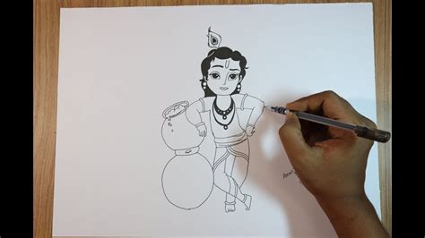 How To Draw Little Krishna Step By Step Easy Youtube