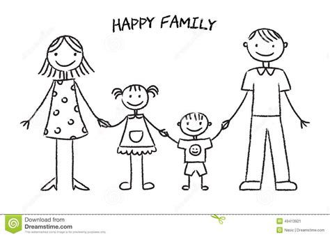 Elicit the other family members from students as you draw out a family tree. Happy Family Sketch Stock Vector - Image: 49413921