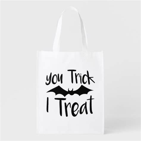You Trick I Treat Grocery Bag Humorous Halloween Reusable Tote Bag