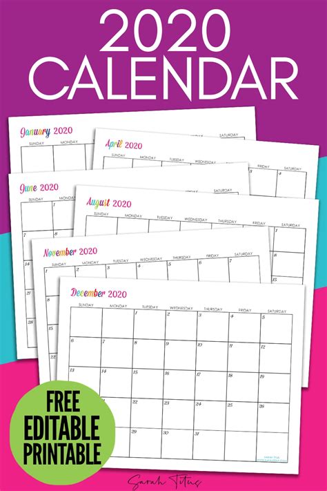 Universal Monthly Calendars You Can Edit Get Your Calendar Printable