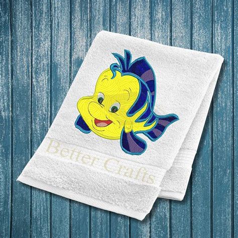 Ariels Fish Flounder Embroidery Design Fish Embroidery Applique