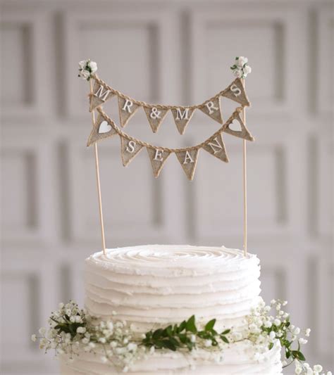 Wedding Cake Topper Banner Rustic Wedding Cake Toppers Personalized