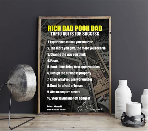 Rich Dad Poor Dad Bestseller Book Top 10 Rules Quote Canvas Etsy Uk