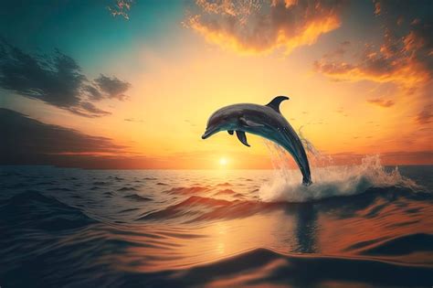 Premium Photo Dolphin Jumping Out Of Ocean Water With A Beautiful