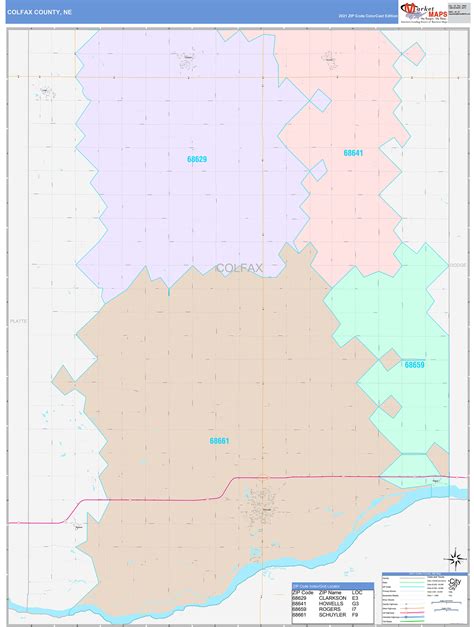 Colfax County Ne Wall Map Color Cast Style By Marketmaps Mapsales