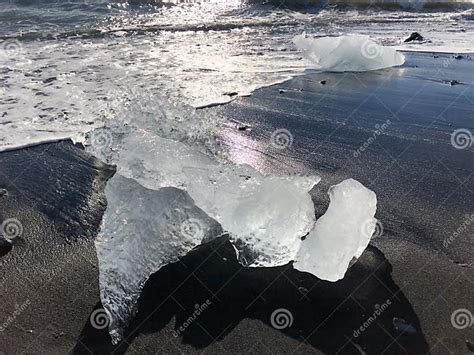 Ice Chunks On The Black Beaches Of Iceland Stock Photo Image Of Coast