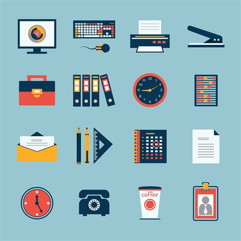 Business Office Stationery Icons Set 428369 Vector Art At Vecteezy