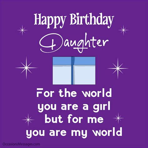 A Purple Birthday Card With The Words Happy Birthday Daughter