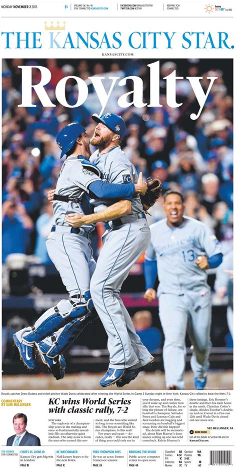 The Front Page Of Mondays Kansas City Star Rbaseball