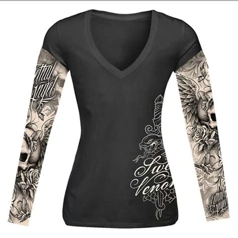 The half sleeve is generally the preferred style of arm tattoo at the moment. Tattoo top | Womens long sleeve shirts, Activewear fashion, Clothes