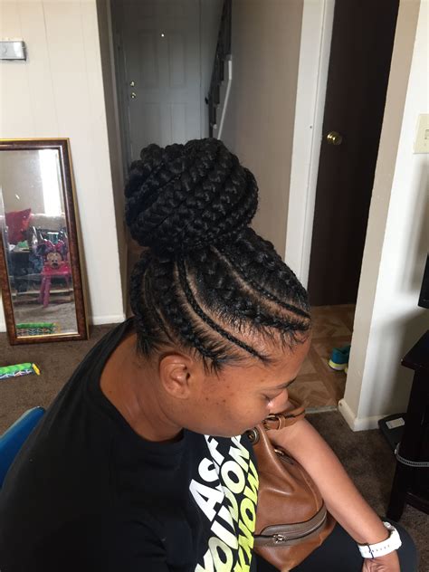 Feed in braids into a bun | Feed in braid, Braids into a bun, Hair styles