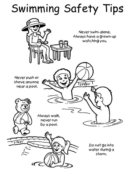 Customize your coloring page by changing the font and text. Swimming safety coloring pages download and print for free