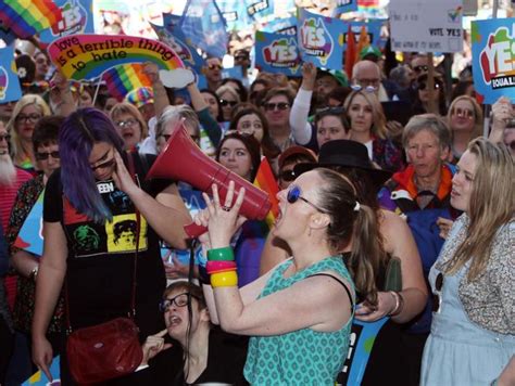 Thousands Gather On The Steps Of South Australian Parliament In Support Of Marriage Equality