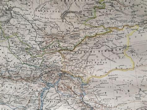 1890 Central Asia Original Antique Map Available Framed Turkestan