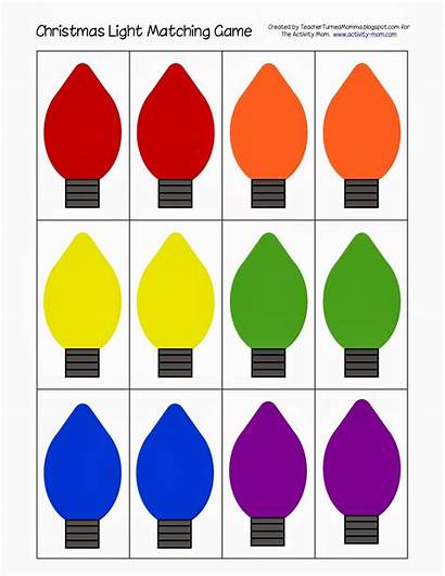 Christmas Matching Lights Printable Clipart Preschool Activity