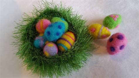Needle Felted Easter Eggs In Crocheted Green Nest 6 Easter Etsy