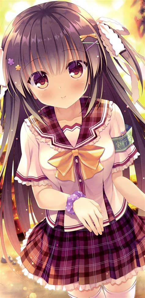 Download 1440x2960 Anime Girl Long Hair School Uniform Ribbon