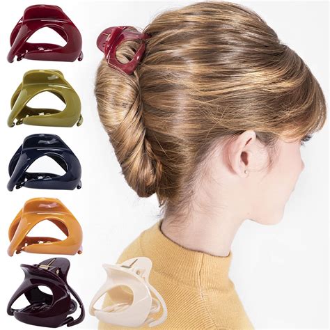 rc roche ornament 6 pcs womens oval hollow curved jaw clamp barrette interlocking