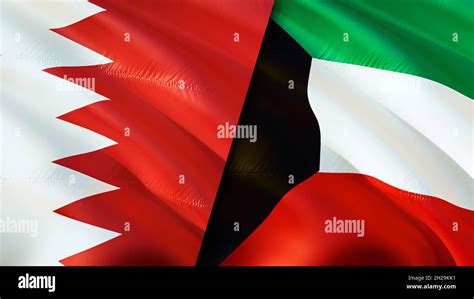 Bahrain And Kuwait Flags 3d Waving Flag Design Kuwait Bahrain Flag
