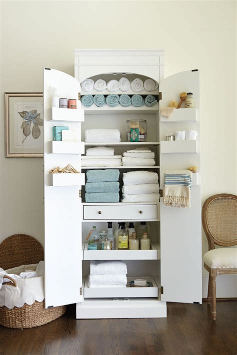 Storing everything you need in the bathroom in one place for ease of access and use will free up other storage space in your home. Freestanding Cabinet for Craft & Linen Storage | Small ...